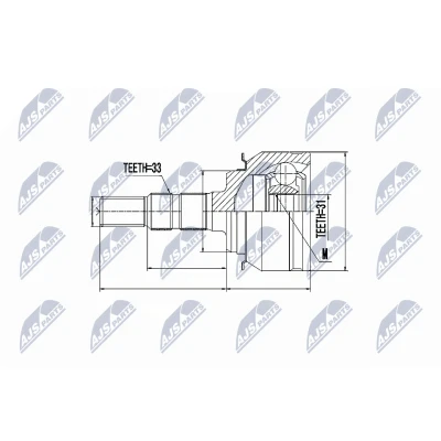 Imagen de NTY NPZ DW 008 Junta Homocinética Caja de cambios manual, Transmisión automática Eje delantero, izquierda, derecha