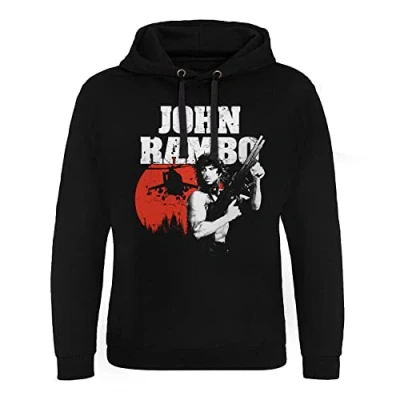 Imagen de Rambo Licenciado Oficialmente John Epic Sudaderas con Capucha (Negro), Medium