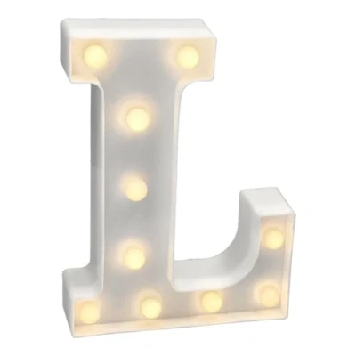 Imagen de JANDEI letras led iluminadas, letra L con luz blanca cálida, luces decoración y ambiente, nocturna bodas, cumpleaños, escaparates, números (funcionan pilas)
