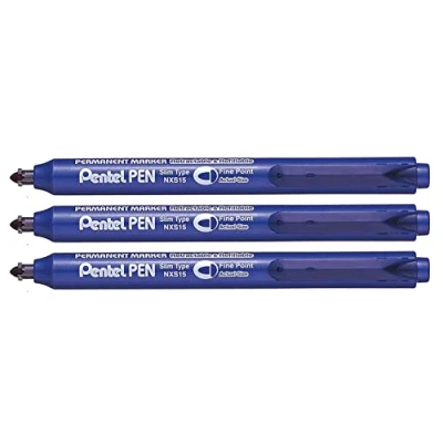 Imagen de PENTEL PEN NXS15 Lote de 3 marcadores permanentes retráctiles, color azul