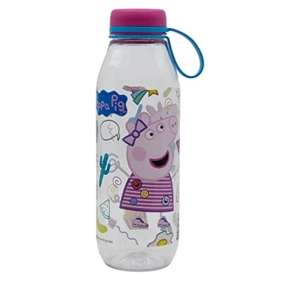Imagen de Botella de agua infantil Ecozen 650 ml con tapón colgador Peppa Pig