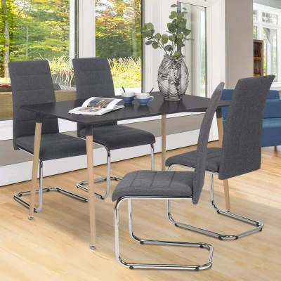 Imagen de IDMarket Juego de 4 sillas MIA tela gris antracita para comedor