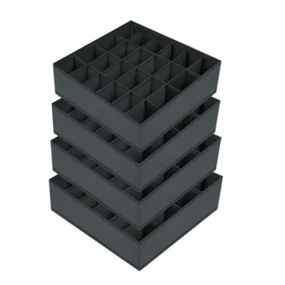 Imagen de Joyoldelf 4 cajas de almacenamiento para calcetines y ropa interior, plegables 24 celdas (caja plegable, divisores dibujo, cajones organizadores, tela guardar