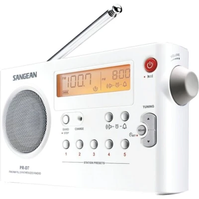 Imagen de Radio portátil Sangean Package PR D7, FM/AM, Digital, Despertador, Blanco