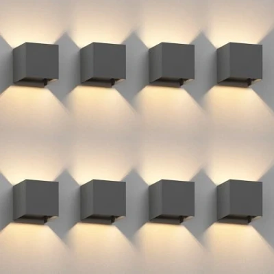 Imagen de ledscom.de 8 pzas. aplique CUBEL para exterior, IP65, luz ascendente/descendente, antracita mate, angular, 1x G9 máx. 10W