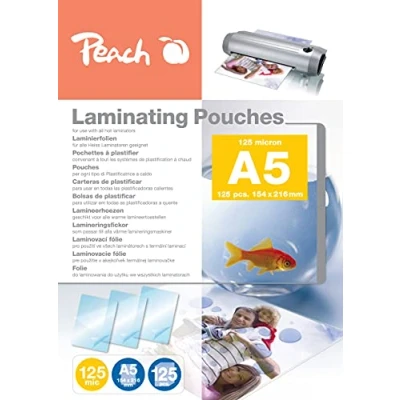Imagen de Peach Láminas para plastificar A5 125 micras bolsas brillante Calidad premium mejores resultados de laminación Compatible con todos los fabricantes marcas