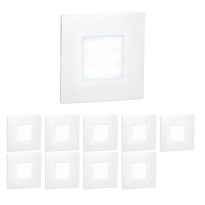 Imagen de ledscom.de 10 LED luz de escalera/luz pared empotrada FEX para interior y exterior, angular, 85 x 85mm, blanco frío