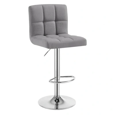Imagen de WOLTU 1x Taburetes de Bar Regulable en Altura Asiento Lino Acero Cromado Acolchado Silla Alto Cocina Gris Claro BH32hgr 1