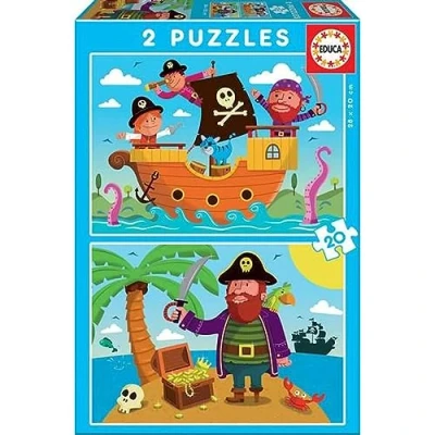 Imagen de Educa Set de 2 Puzzles Infantiles 20 Piezas con Divertidos Personajes Piratas. A Partir 3 4 y 5 años (17149)