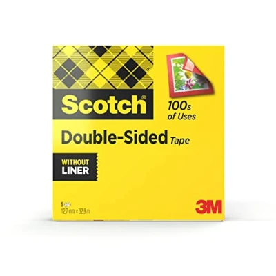 Imagen de Scotch Cinta Adhesiva de Doble Cara 1 Rollo 12 mm x 33 m, Transparente Adhesivo Permanente por Ambas Caras Fuerte, Duradera y Segura para Fotos
