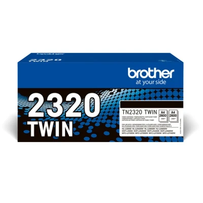 Imagen de Brother TN2320TWIN, Pack de 2 tóner negro larga duración, Para las impresoras HLL2300D, HLL2340DW, HLL2360DN, HLL2365DW, DCPL2500D, DCPL2520DW, DCPL2540DN, MFCL2700DW, MFCL2720DW, MFCL2740DW