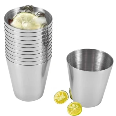 Imagen de Torribaly Juego de 15 vasos chupito acero inoxidable, metal y tequila, metal, chupito, apilables para whisky tequila (30 ml)