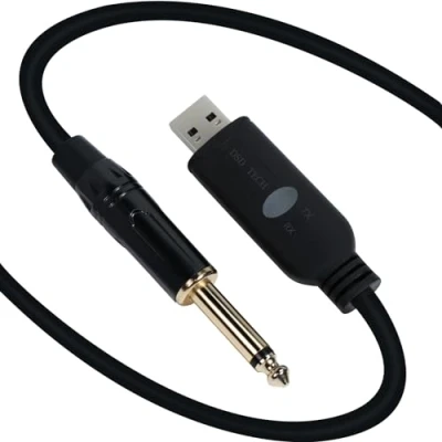 Imagen de DSD TECH SH AU20B Cable de audio grabación USB a 6,35 mm, soporta frecuencia muestreo 96 Khz y 24 bits
