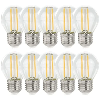 Imagen de 10 bombillas LED con filamento en forma de gota, G45, 1 W, E27, transparente/ópalo 2700 K/4000 K (blanco neutro 4000 K, transparente)