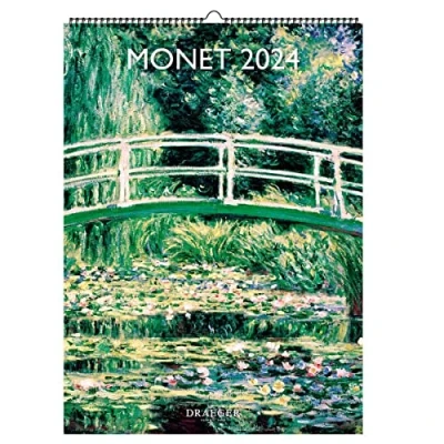 Imagen de Draeger Paris Calendario de pared decorativo Monet 2024 para colgar 29 x 39 cm 16 meses septiembre 23 a dic 24 7 idiomas oficina, hogar, mensual Decoración, organización