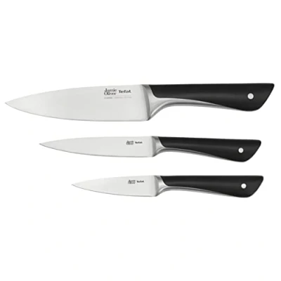Imagen de Tefal Jamie Oliver, Set cuchillos esencial, Chef 15cm, Multiusos 12cm, Pelador 9cm K267S3