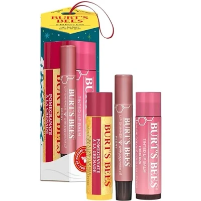 Imagen de Burt&#039;s Bees para la mujer Set de regalo cuidado labios con bálsamo labial granada, tinte hibisco y brillo peonía Mistletoe Kiss