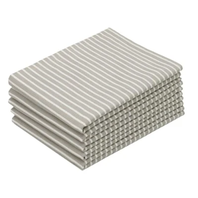 Imagen de ZOLLNER 5 paños de Cocina a Rayas, 50x70 cm 100% algodón, Gris Piedra, 200 g