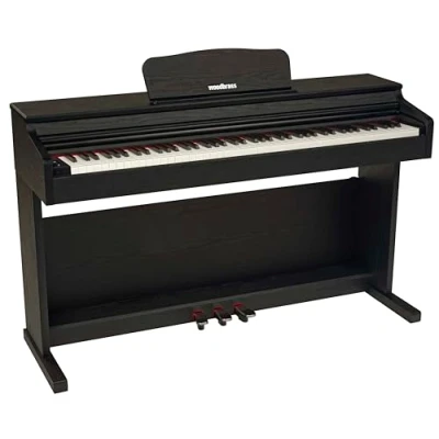 Imagen de Woodbrass DP2 Piano Digital Mueble Bluetooth Negro, Teclado Táctil Pesado Realista 88 Teclas, Eléctrico Elegante para Debutar o Perfeccionar con 3 Pedales + Soporte, KWB BK