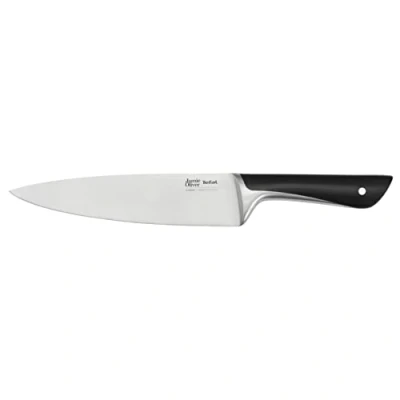 Imagen de Tefal Jamie Oliver by K26701 Cuchillo de chef (20 cm, alto rendimiento corte, diseño distintivo, cuchillas resistentes y duraderas, acero inoxidable), color negro