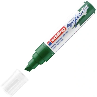 Imagen de edding 5000 marcador acrílico de trazo grueso verde musgo 1 rotulador resistente al agua punta biselada ancha 5 10 mm pintura acrílica para lienzo, papel kraft, madera y piedra