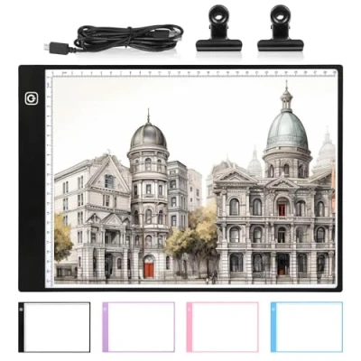 Imagen de Damcyer Mesa de Luz Dibujo A4,Tableta A4 LED,Light Pad Ultrafino con Brillo Ajustable,Tablero Cable USB,Mesa para X Ray,Artistas,Pintura Diamantes,Negro