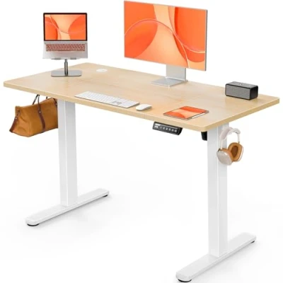 Imagen de ErGear Escritorio Elevable Eléctrico, Ajustable en Altura 120 x 60 cm, Mesa con Panel Inteligente de 4 Memorias, Oficina Casa Tablero Ensamblado
