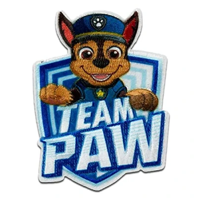 Imagen de Paw Patrol Team Chase Parches Termoadhesivos Bordados Aplique Para Ropa, Tamaño: 6,5 x 4,8 cm