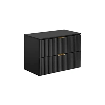 Imagen de PIASKI Mueble de Lavabo 80 cm ADEL Black, con encimera o Empotrado, Negro,Muebles baño (con encimera)