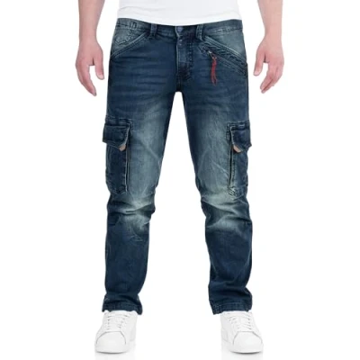 Imagen de Timezone RogerTZ Roger Pantalones cargo para hombre, estilo informal, Light Royal Wash, 38W x 32L