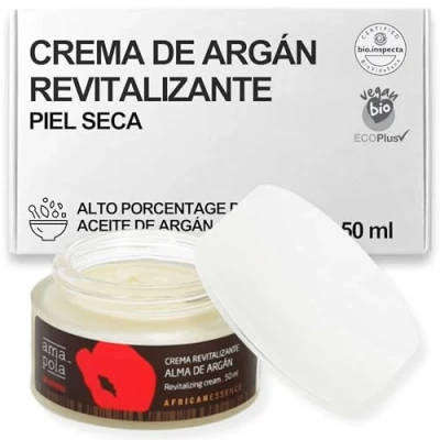 Imagen de AMAPOLA BIOCOSMETICS Crema Facial Revitalizante con Aceite de Argán (12%) Hidratación y Nutrición Profunda para Pieles Maduras Ingredientes Ecológicos, Naturales Veganos [50 ml]