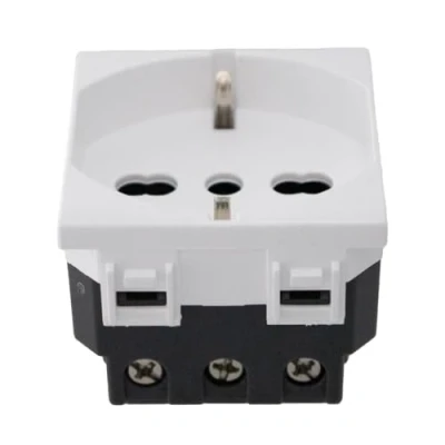 Imagen de Toma Schuko 2P + T 16 A, compatible con Bticino Living, Vimar Plana (1 unidad, blanco)