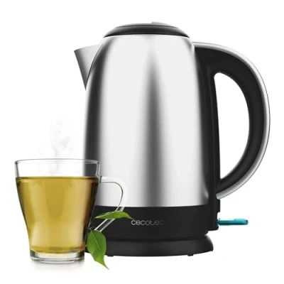 Imagen de Cecotec Hervidor de Agua Eléctrico 1,7L Thermosense 200 Steel. 2200W, Cuerpo Acero Inoxidable, Base con Giro 360º, Asa Ergonómica Tacto Frío, Indicador Luminoso, Doble Sistema Protección