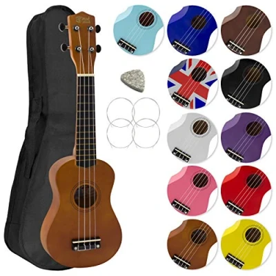 Imagen de Tiger Mad About SU8 NT Ukelele soprano en color natural, con estuche, púa y cuerdas de repuesto, óptimo para escuelas principiantes