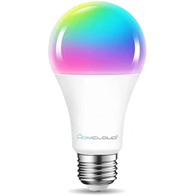 Imagen de Homcloud Bombilla A70 Smart Wi Fi Multicolor LED RGB + CCT Blanco E27 regulable, 11W, 1050 Lumen, control con APP, Funciona Alexa o Google