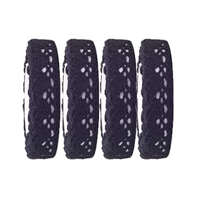 Imagen de Jieddey Cinta de Encaje,4 Rollos Encaje Decorativo Algodón Negro Autoadhesiva para Hacer Tarjetas Manualidades Decoración BodasAdornos Costura 8 Yardas