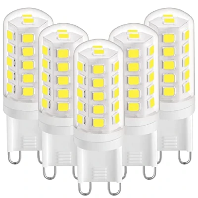 Imagen de bombilla LED G9 3W Blanco frío 6000K, bombillas 420LM, equivalente a halógena 28W 40W, tipo maíz para lámpara de escritorio, sin parpadeo, CA 220 240V, paquete 5