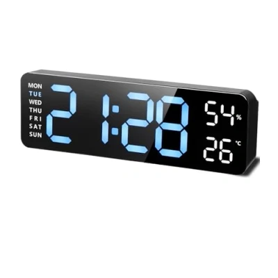 Imagen de Yulado Reloj Despertador Digital,LED Pantalla Alarma Inteligente con Temperatura 2 Modelos de Alarma, 12/24 Horas, atenuación