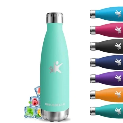 Imagen de Botella Termica, 500ml Cantimplora, sin BPA, Agua Niños, A Prueba de Fugas, Termo Cafe, Mantiene 24H Frio/12H Calor, Acero Inoxidable, Aislamiento al Vacío, para Agua, Café, Té