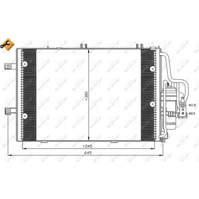 Imagen de NRF EASY FIT 35530 Condensador con juntas secador 11,8 8,5 Aluminio 545 OPEL: Combo C Tour, Corsa Hatchback, Tigra Twintop