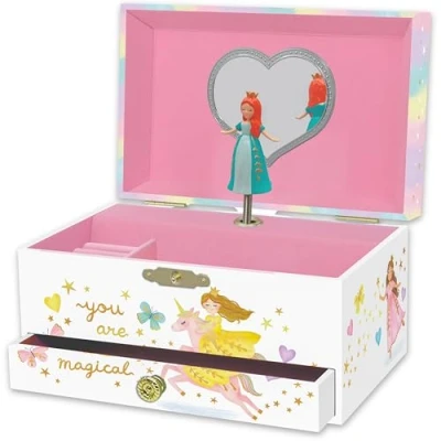 Imagen de Joyero Musical de Princesa para Niñas Caja Música Infantil con Giratorio, Regalo Cumpleaños Niñas, 18,2 x 13,3 9,9 cm Edades 3 10