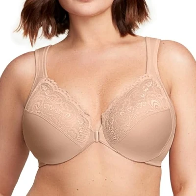 Imagen de Glamorise Wonderwire vorderverschluss BH, Sujetador para Mujer, Cierre frontal, Beige (Kaffee 211), 110D