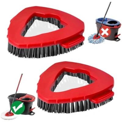 Imagen de NEWHE 2 estropajos para Vileda Turbo EasyWring,Triangle Mop Spin Head Ersatz,Bodenwischer Scheuerbürste Reinigungsbürste für Badezimmer und Küchenfliesen