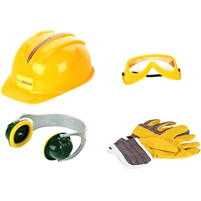 Imagen de Theo Klein 8537 Set de Accesorios, Guantes Trabajo, Gafas Seguridad, Orejeras y Casco Calidad, Medidas del Embalaje 30 cm x 38 10 cm, Juguete para niños a Partir 3 años