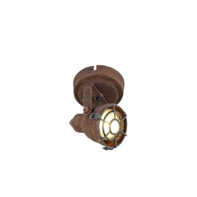 Imagen de QAZQA Foco industrial óxido SORRA Acero Redonda Adecuado para LED Max. 1 x 25 Watt
