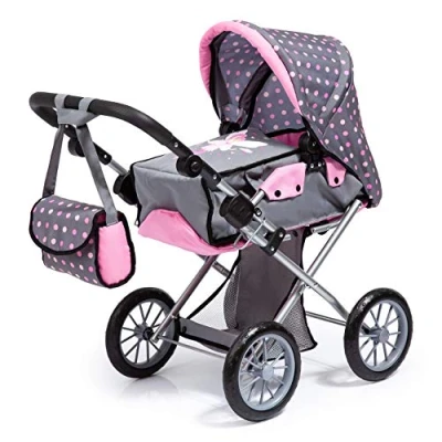 Imagen de Bayer Design 13666Aa City Star Cochecito Para Muñecas de Hasta 46 cm, Plegable, Combolsa, Moderno, Color Gris/Rosa Con Hada, Ajustable Entre 30 y 65 cm