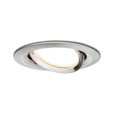 Imagen de Paulmann 93877 Luminaria empotrable LED, Coin, foco plano Slim, proyector de techo redondo 6,8 W, acero, regulable y orientable, IP23 resistente a agua pulverizada