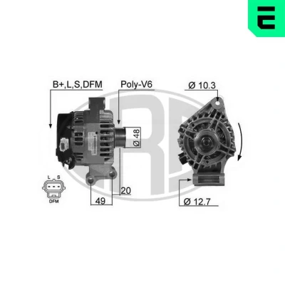 Imagen de ERA 210357A Alternador 14V 105A FORD: Focus 2, FIESTA 5, Mk1 Hatchback