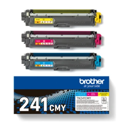 Imagen de Brother TN241CMT Pack 3 cartuchos de tóner (Cian /Magenta /Amarillo), Para las impresoras HL3140CW, HL3150CDW, HL3170CDW, DCP9015CDW, DCP9020CDW, MFC9140CDN, MFC9330CDW, MFC9340CDW