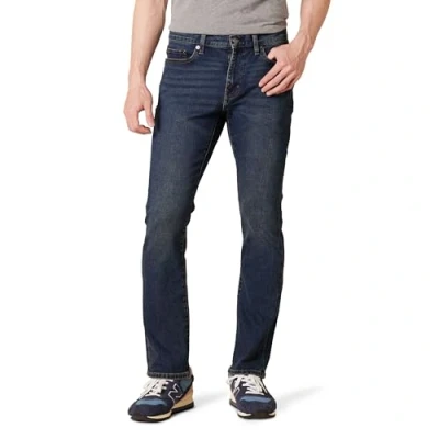 Imagen de Amazon Essentials Vaqueros Acampanados de Corte Ajustado Hombre, Lavado Oscuro, 32W / 33L